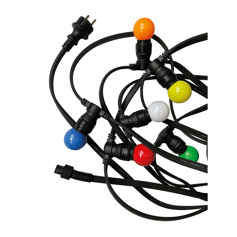 e3light LED Chain, 30xB22 lyskæde, 30mtr, Sort fladkabel. - Billede 3