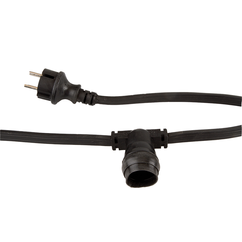 e3light LED Chain, 30xB22 lyskæde, 30mtr, Sort fladkabel.