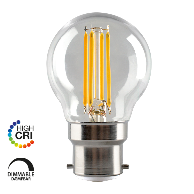e3light LED Proxima G45 B22 470lm 927 Dimmable, Klar, CRI90