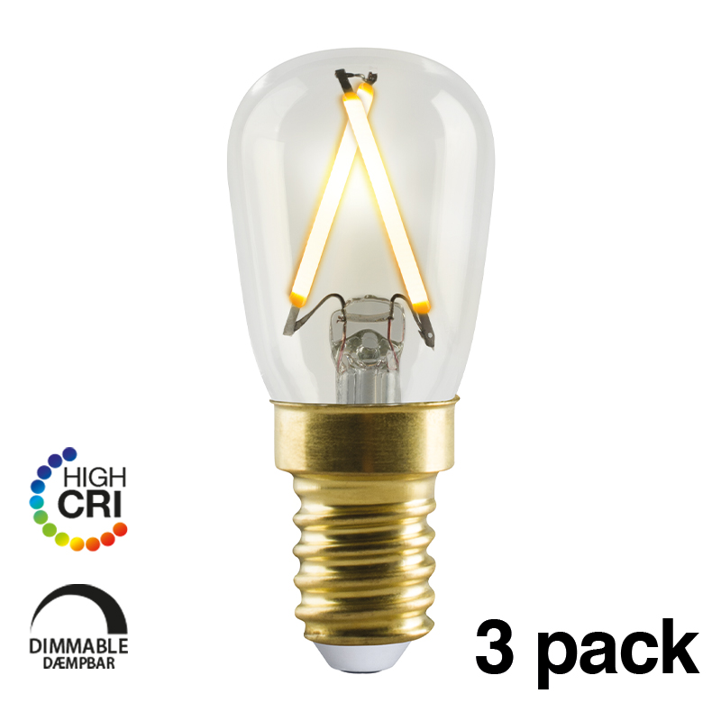 e3light LED Proxima ST26 E14 90lm 925 Dimmable, Klar, CRI95 (3-pak)