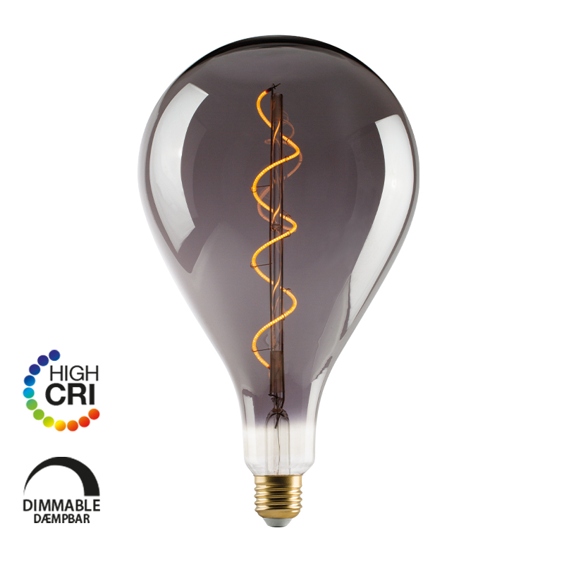 e3light LED Vintage A160 E27 Spiral, 922, 100lm Dimmable, Røgfarvet