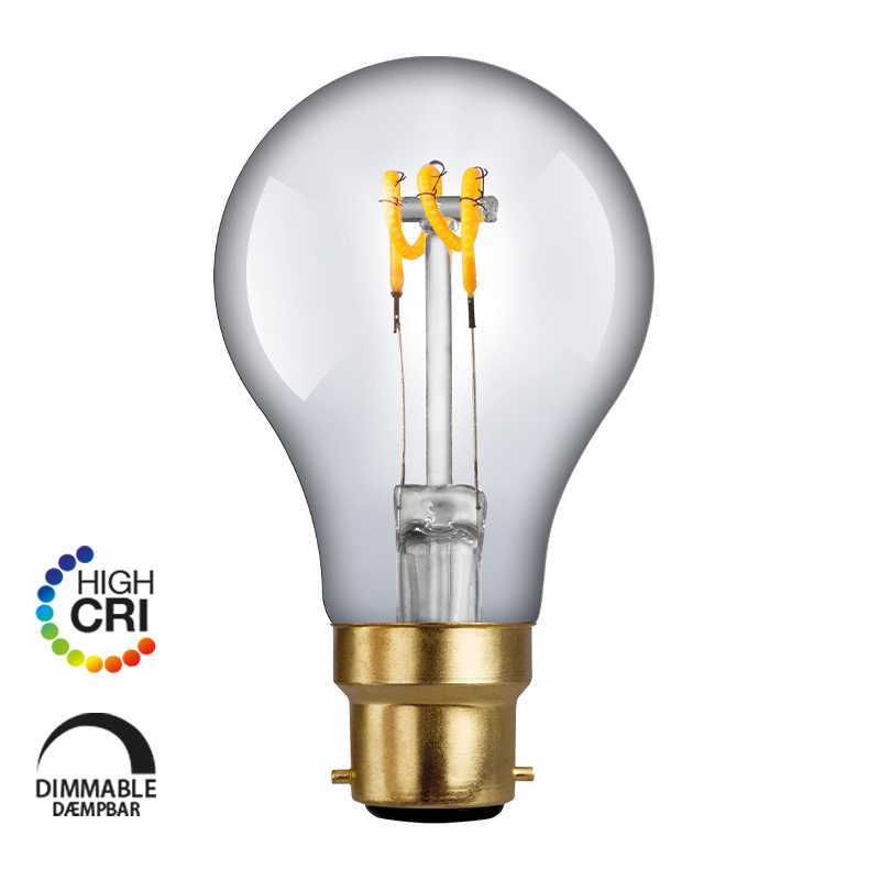 e3light LED Vintage Festival A60 B22 Spiral, 922, 140lm Dimmable, Klar, Plast