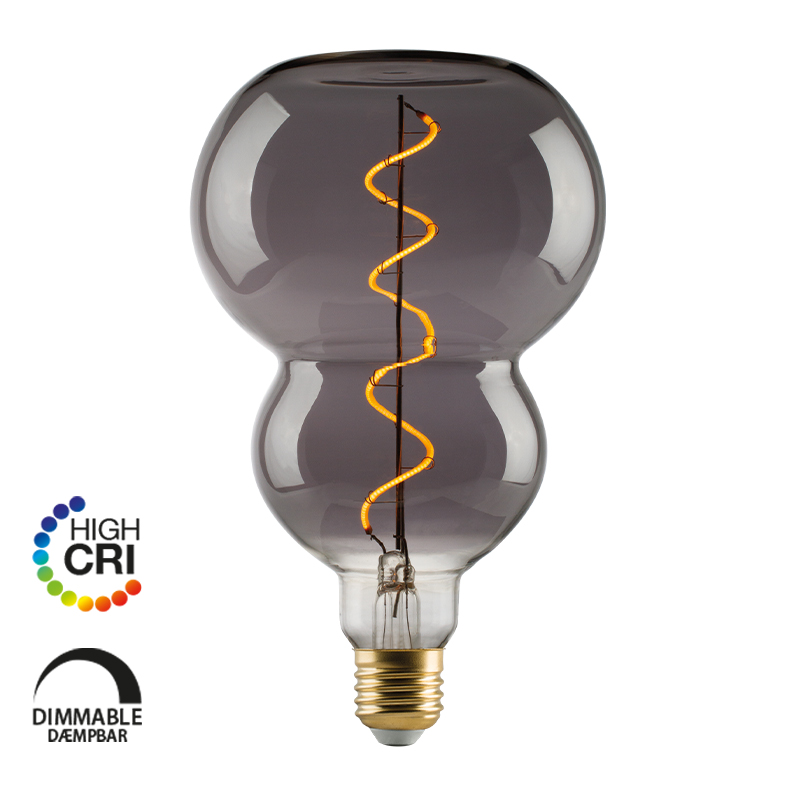 e3light LED Vintage BG120 E27 Spiral, 922, 100lm Dimmable, Røgfarvet