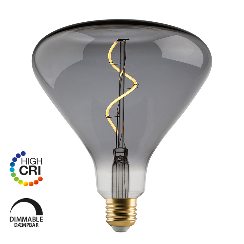 e3light LED Vintage BR140 E27 Spiral, 922, 90lm Dimmable, Røgfarvet