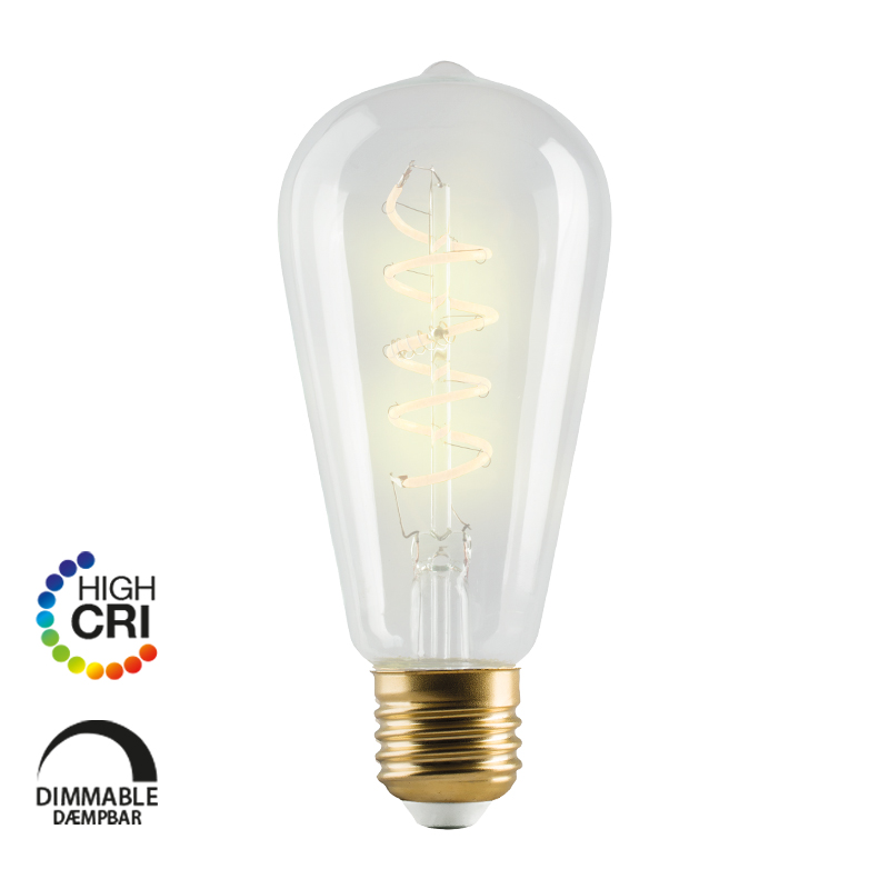 e3light LED Vintage ST64 E27 Spiral, 922, 180lm, Dimmable, Klar