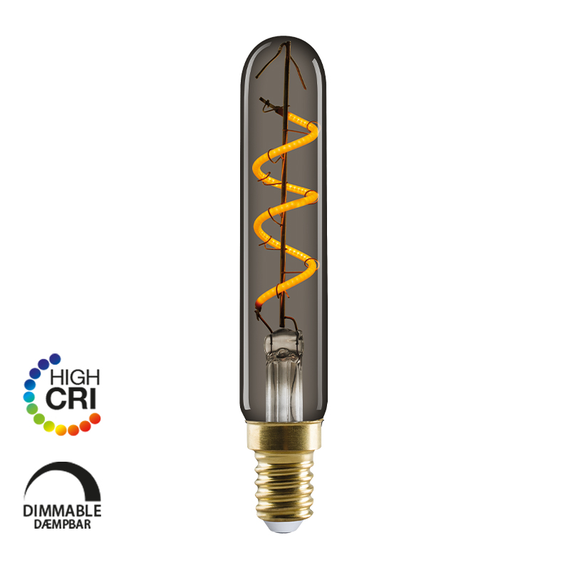 e3light LED Vintage T19 E14 Spiral, 922, 60lm, Dimmable, Røgfarvet