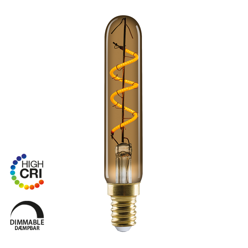 e3light LED Vintage T19 E14 Spiral, 920, 80lm, Dimmable, Gylden