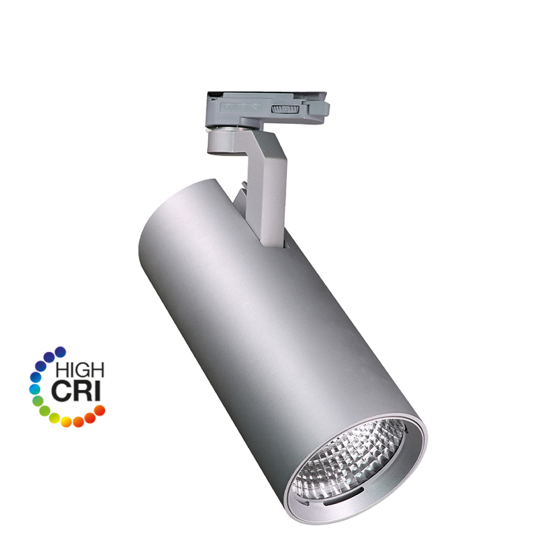 e3light LED Leo 3F skinnespot, 3000lm, 930, Sølvgrå