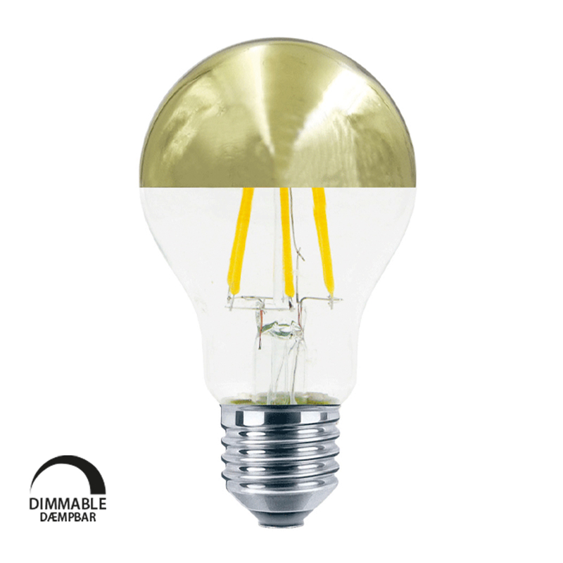 Laes LED A60 E27 595lm 827 Filament topforspejlet, Dæmpbar, Guld