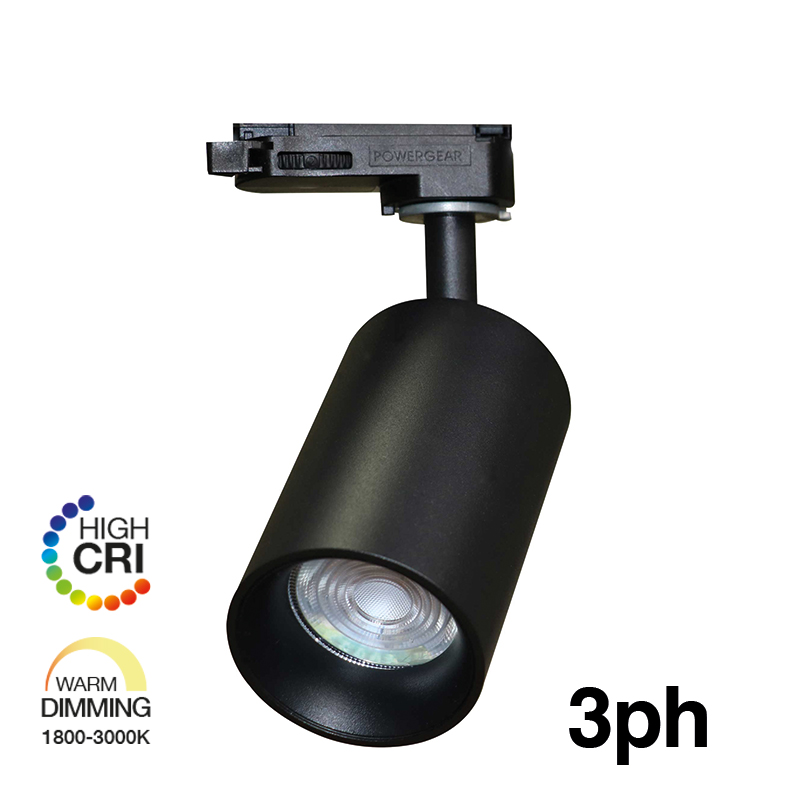 e3light Piccola 2.0 LED WarmDimm 3F skinnespot, Sort