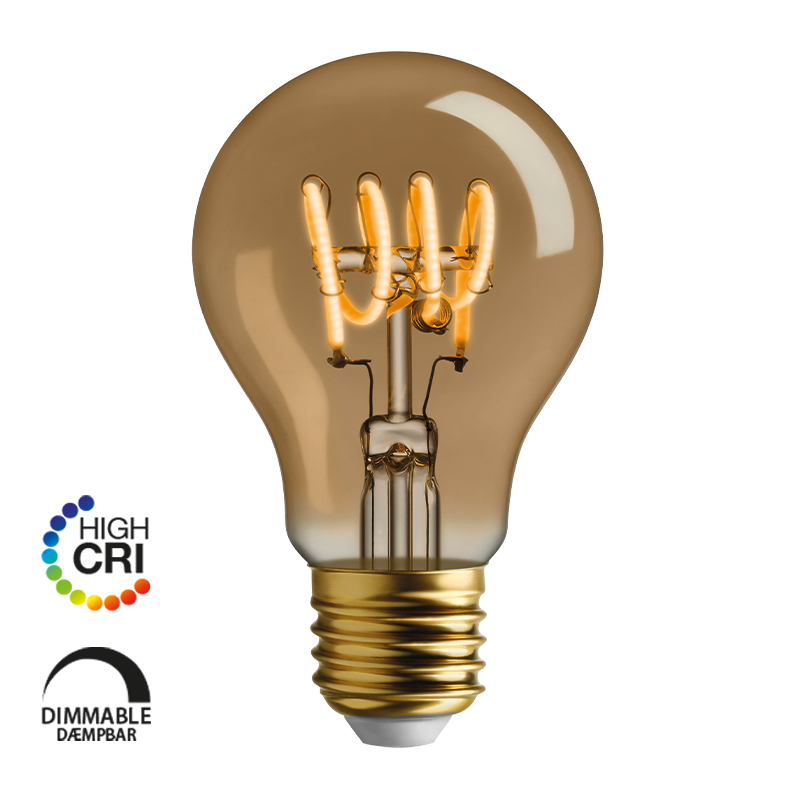 Lines&Curves LED Vintage A60 E27, 920, 140lm Dimmable Gylden