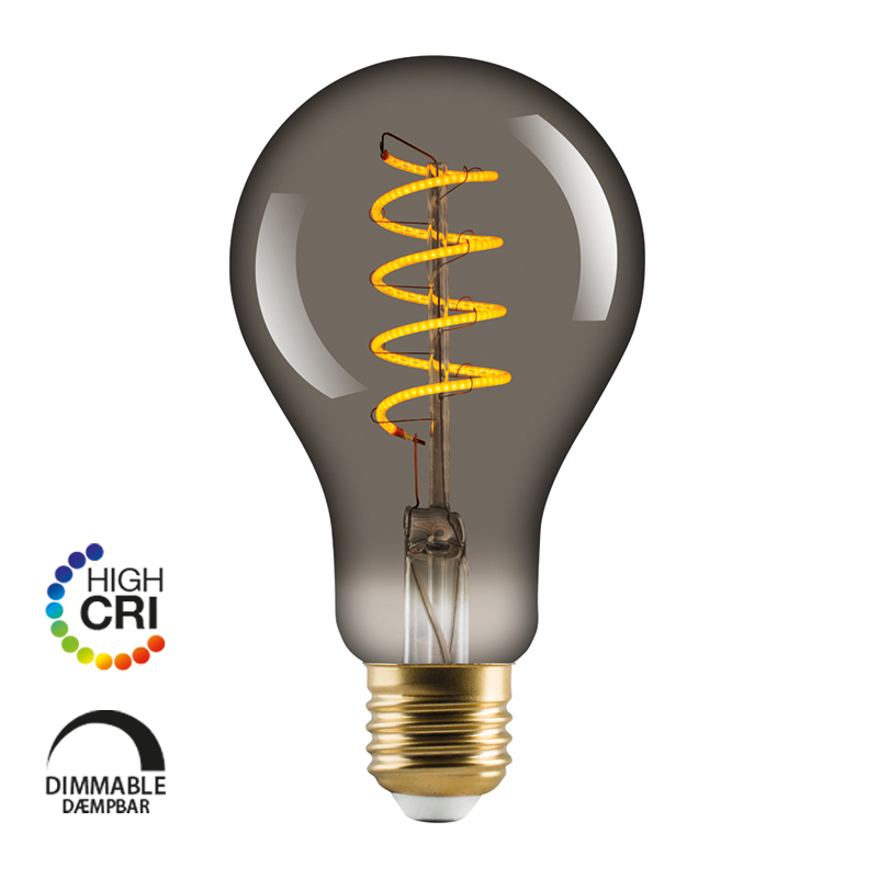 Lines&Curves LED Vintage A75 E27 Spiral, 922, 140lm Dimmable Røgfarvet