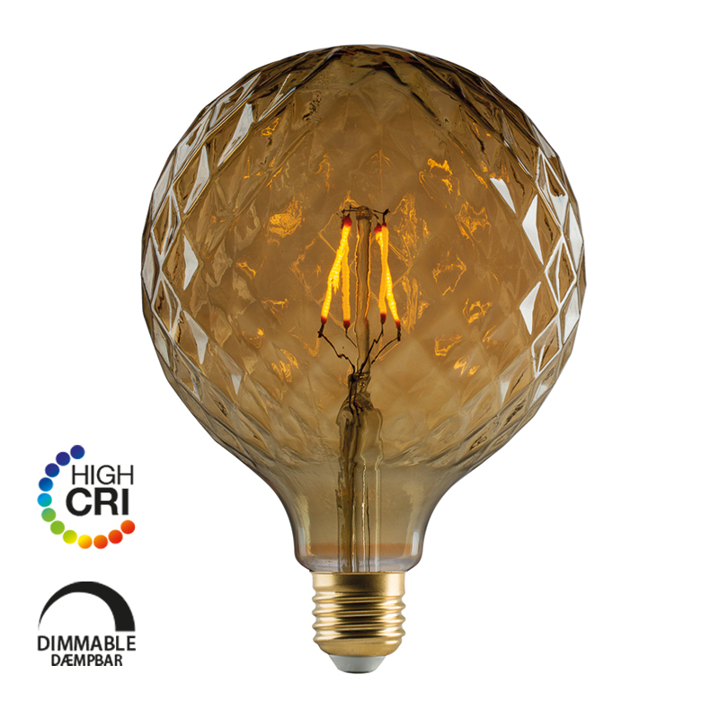 Lines&Curves LED Vintage G125 E27, 920, 230lm Dimmable Gylden Pineapple