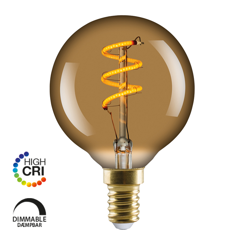 Lines&Curves LED Vintage G60 E14 Spiral, 920, 100lm Dimmable Gylden