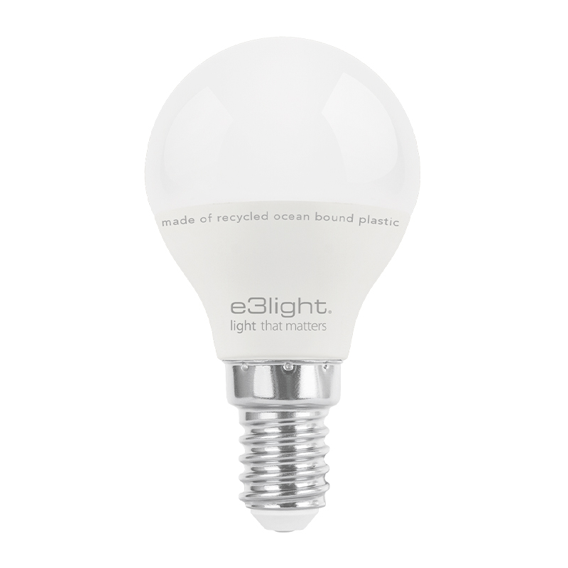 e3light LED P45 E14 470lm, 827, Ocean Bound Plastic